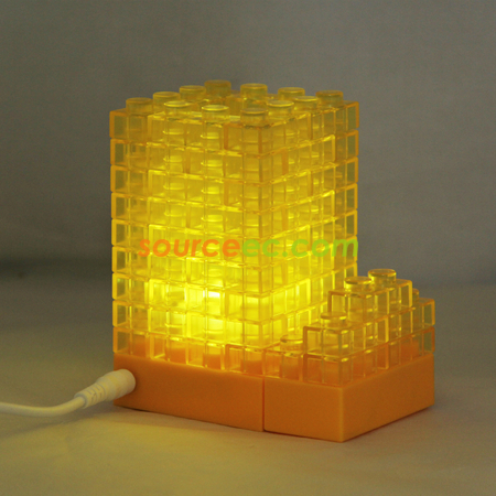 Customization Gattola 3-In-1 Small Brick Pen Holder, With Light Effect Promotional Products