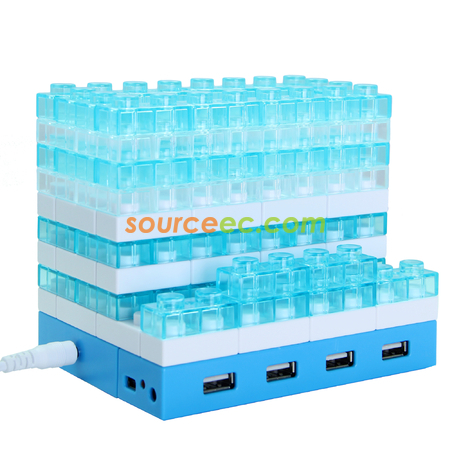 Customization Gattola 5-In-1 Large Brick Pen Holder/USB Hub, Lighting Effect Promotional Products