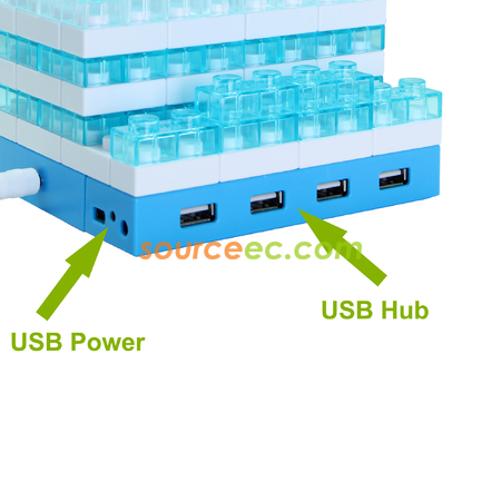 Customization Gattola 5-In-1 Large Brick Pen Holder/USB Hub, Lighting Effect Promotional Products