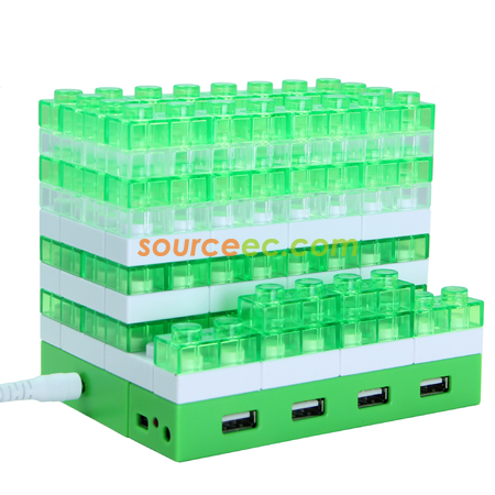 Customization Gattola 5-In-1 Large Brick Pen Holder/USB Hub, Lighting Effect Promotional Products