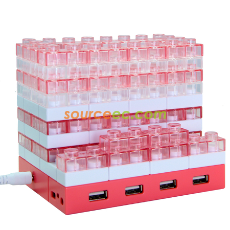Customization Gattola 5-In-1 Large Brick Pen Holder/USB Hub, Lighting Effect Promotional Products