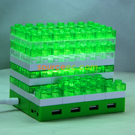 Customization Gattola 5-In-1 Large Brick Pen Holder/USB Hub, Lighting Effect Promotional Products