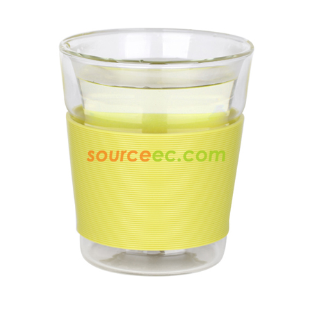 Customization 260ML Double Silicone Glass Cup Promotional Products