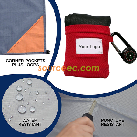 Customization Pocket Outdoor Blanket with Compass Promotional Products