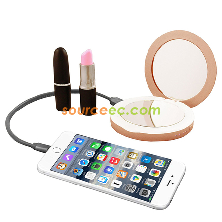 Customization LED Dual Mirror Power Bank-Circle Promotional Products