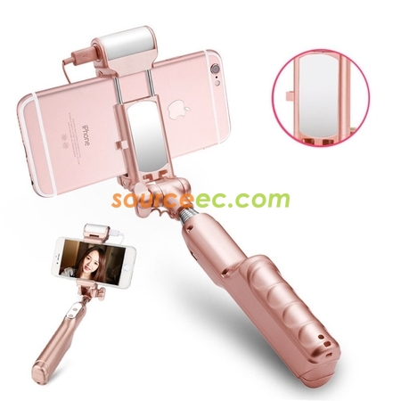 Customization Selfie Stick Monopod Rear Mirror and LED Flash Fill Light  Promotional Products