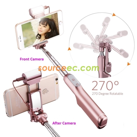 Customization Selfie Stick Monopod Rear Mirror and LED Flash Fill Light  Promotional Products