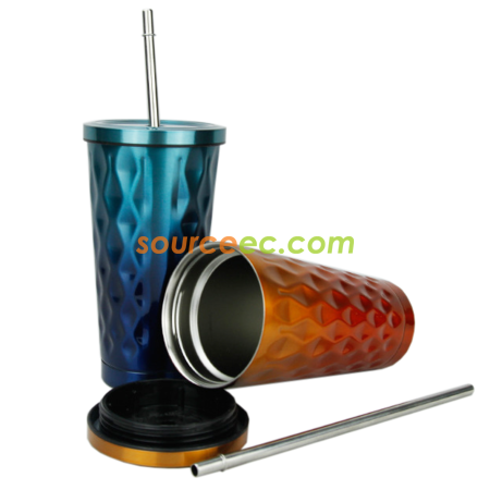 Customization Stainless Steel Coffee Thermos with Straw Promotional Products