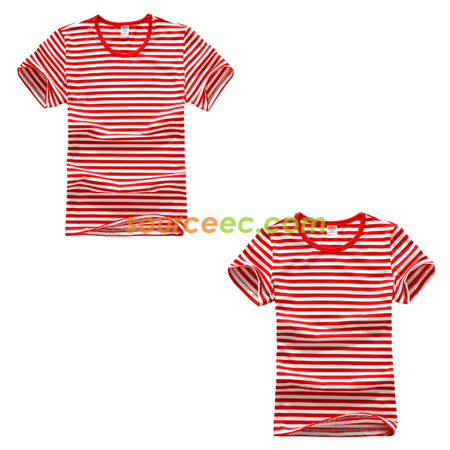 Customization Round Neck Striped Short Sleeve Shirt  Promotional Products