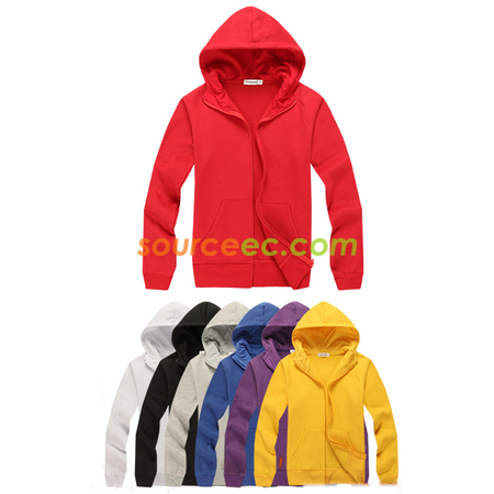 Customization Solid Colored Zip Up Sweatshirts Promotional Products