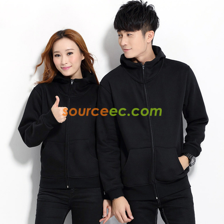 Customization Solid Colored Zip Up Sweatshirts Promotional Products