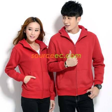 Customization Solid Colored Zip Up Sweatshirts Promotional Products