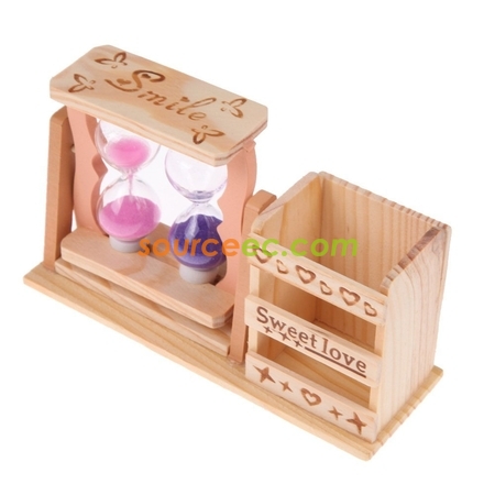 Customization Wooden Hourglass Pen Holder Promotional Products