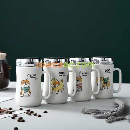 Customization 400ML Ceramic Cup With  Mirror Promotional Products