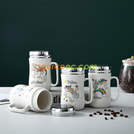 Customization 400ML Ceramic Cup With  Mirror Promotional Products