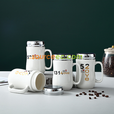 Customization 400ML Ceramic Cup With  Mirror Promotional Products