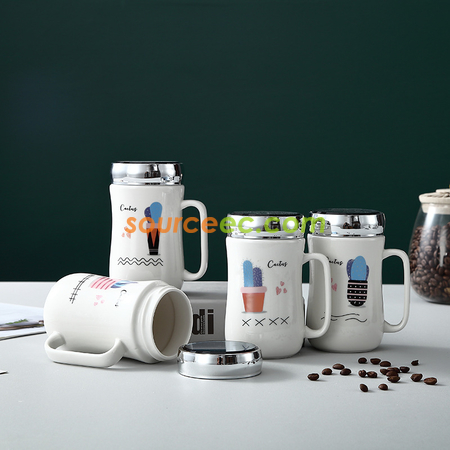 Customization 400ML Ceramic Cup With  Mirror Promotional Products
