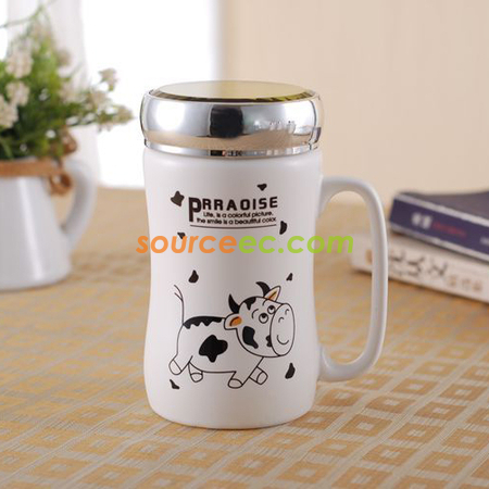 Customization 400ML Ceramic Cup With  Mirror Promotional Products