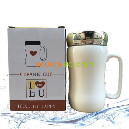 Customization 400ML Ceramic Cup With  Mirror Promotional Products