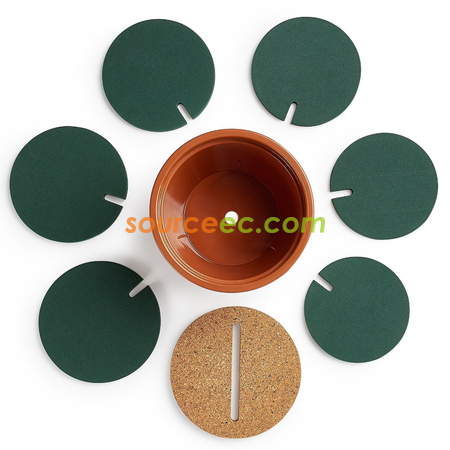Customization 6-Piece Green Coaster Set Promotional Products