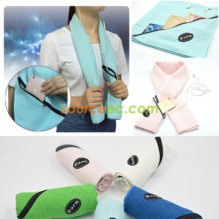 Customization Gym Towel with Zipper Pocket Promotional Products