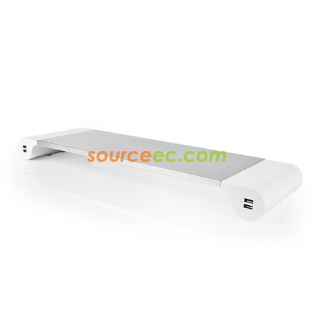 Aluminum Monitor Stand Riser with 4 USB Charging Ports 