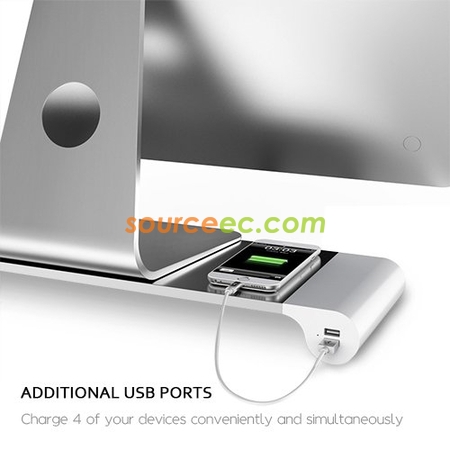 Customization Aluminum Monitor Stand Riser with 4 USB Charging Ports  Promotional Products