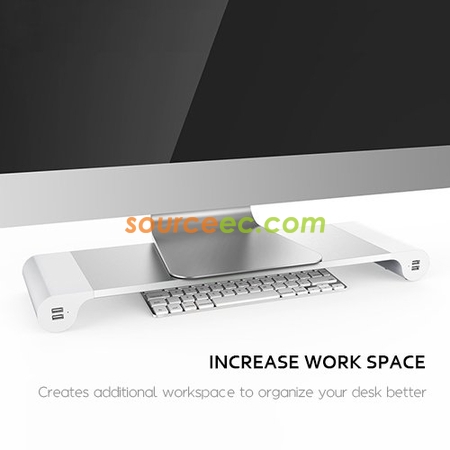 Customization Aluminum Monitor Stand Riser with 4 USB Charging Ports  Promotional Products