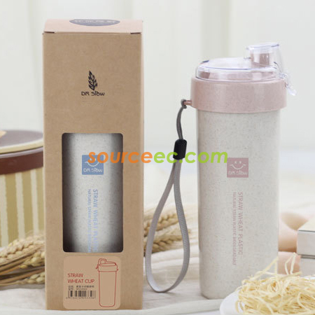 Customization 400ML Wheat Straw Portable Cup Promotional Products