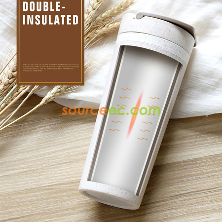 Customization 450ML Wheat Straw Double Insulated Cup Promotional Products