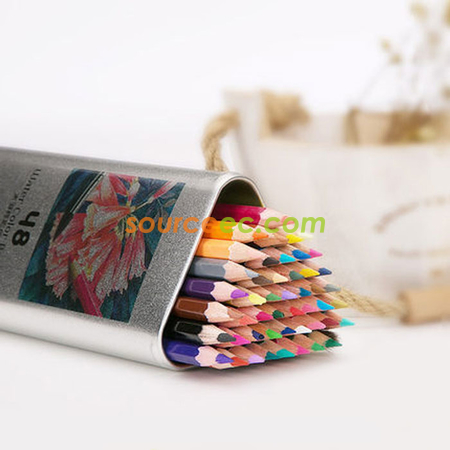 Customization Color Pencil with Triangle Tin Box Promotional Products