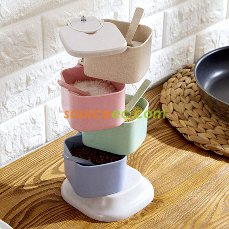 Customization Wheat Straw Kitchen Seasoning Box  Promotional Products
