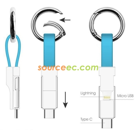 Customization 3 in 1 Keyring Charging Cable Promotional Products