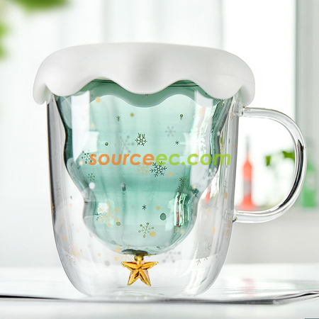 Customization  250ML Christmas-Tree Glass Mug Promotional Products