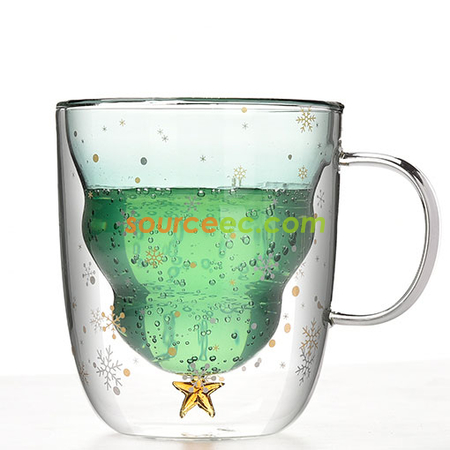 Customization  250ML Christmas-Tree Glass Mug Promotional Products
