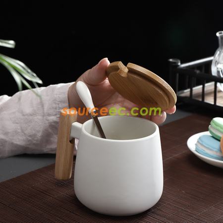Customization 425ML Ceramic Mug with Wooden Handle Promotional Products