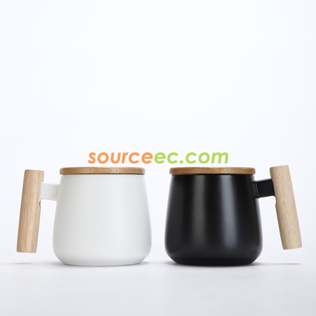 Customization 425ML Ceramic Mug with Wooden Handle Promotional Products