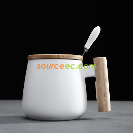 Customization 425ML Ceramic Mug with Wooden Handle Promotional Products