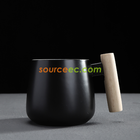Customization 425ML Ceramic Mug with Wooden Handle Promotional Products