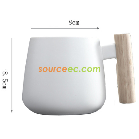 Customization 425ML Ceramic Mug with Wooden Handle Promotional Products