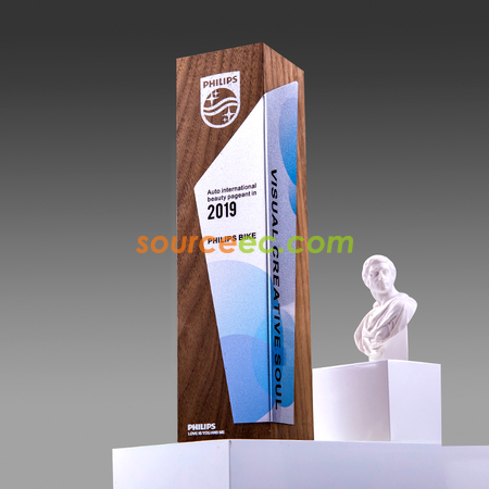 Customization Creative Wooden Trophy with Metal Plate Promotional Products