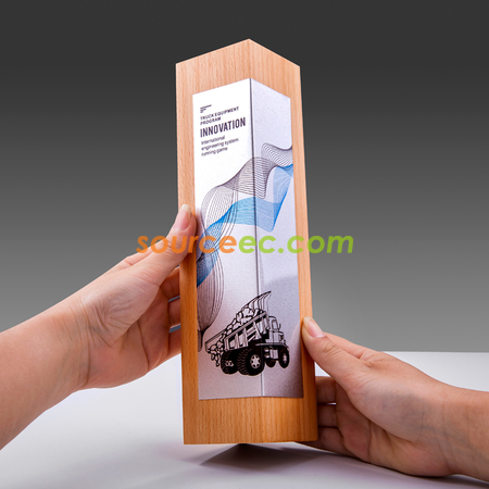 Customization Creative Wooden Trophy with Metal Plate Promotional Products