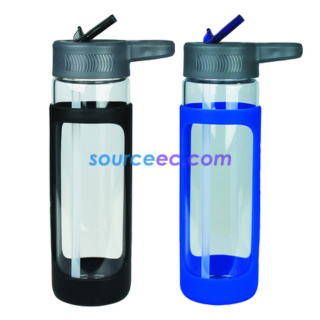 Sleeve Glass Drink Bottle with Sipper