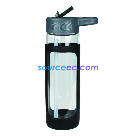 Customization Sleeve Glass Drink Bottle with Sipper Promotional Products