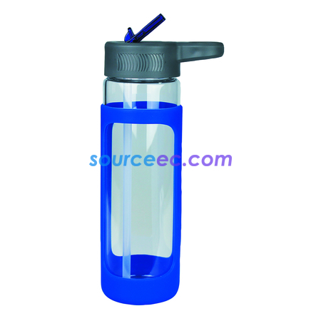 Customization Sleeve Glass Drink Bottle with Sipper Promotional Products