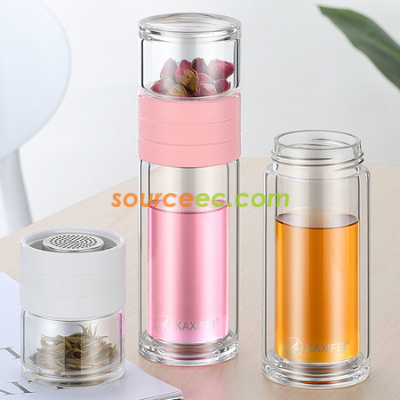 Customization 450 ML Portable Glass Bottle with Infuser Promotional Products