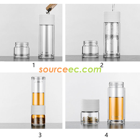Customization 450 ML Portable Glass Bottle with Infuser Promotional Products