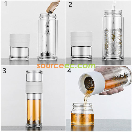 Customization 450 ML Portable Glass Bottle with Infuser Promotional Products