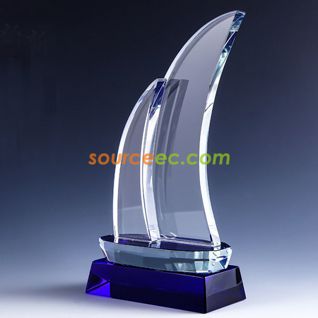 Customization Sailboat Crystal Trophy  Promotional Products