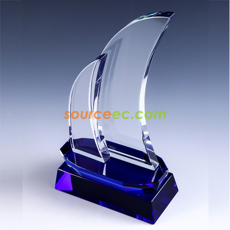 Customization Sailboat Crystal Trophy  Promotional Products